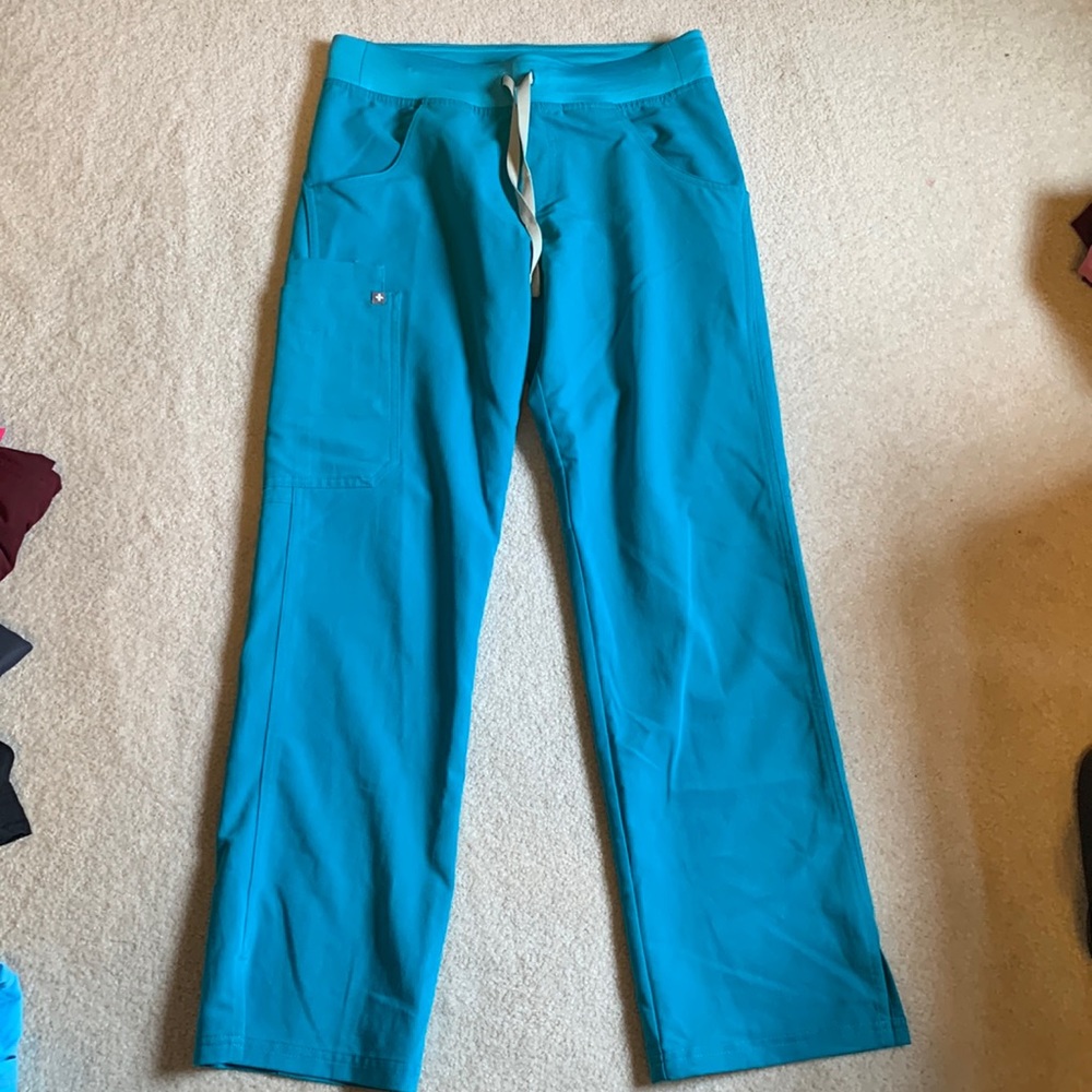 Teal xsmall petite cargo fig scrub pants